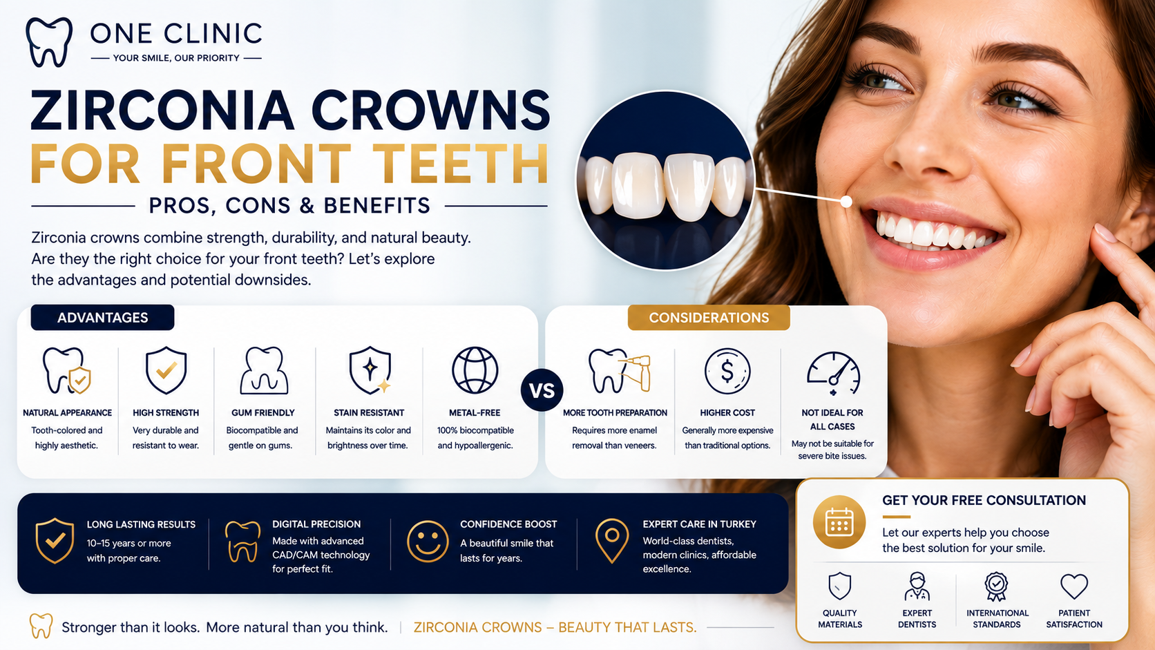 Zirconia crowns for front teeth: pros and cons